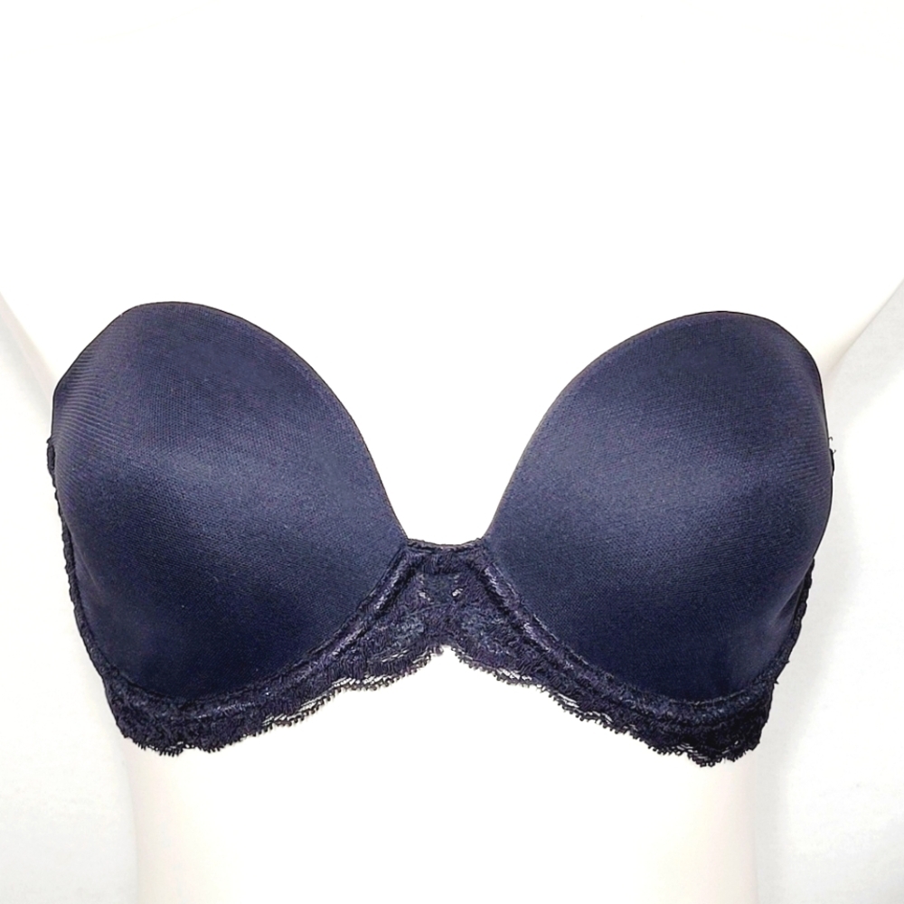 32DD Natori 731023 Feathers Strapless Plunge Multiway Bra Black